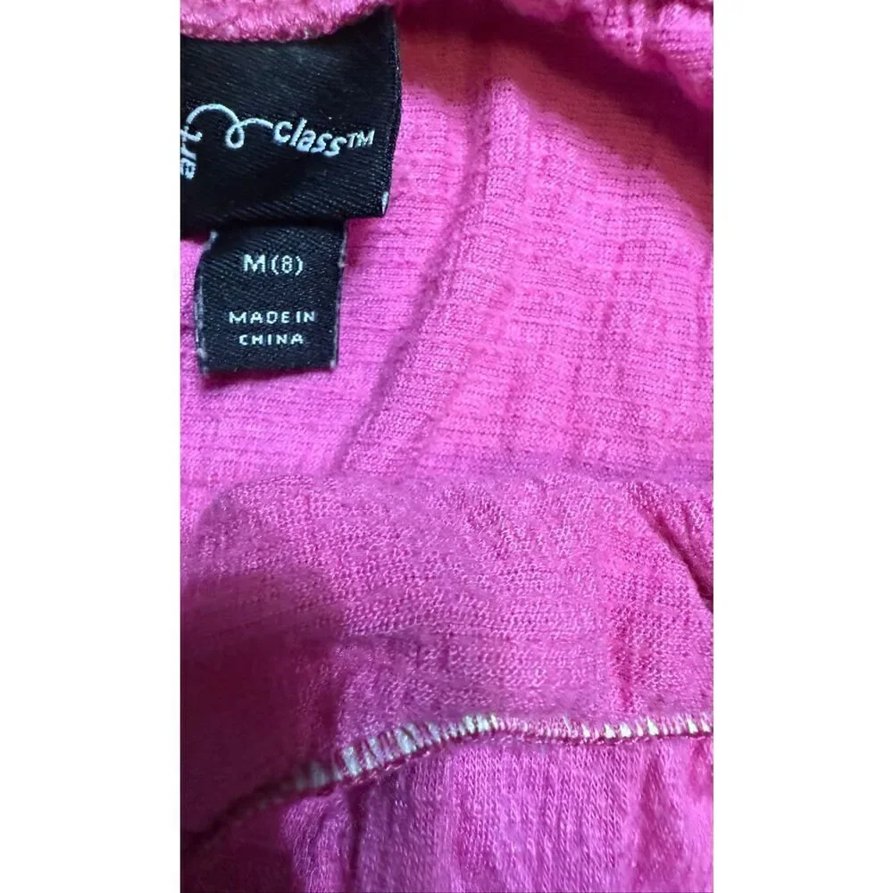 Art Class Girls Thin Strap Drawstring Side Stripe Romper Pink White Size Medium
